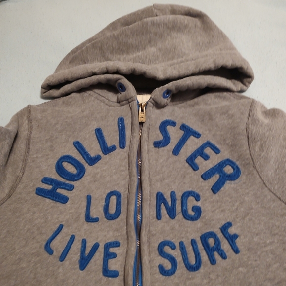 Men's Hollister full zip sweatshirt / hoodie gray M MEDIUM fleece - Picture 4 of 5